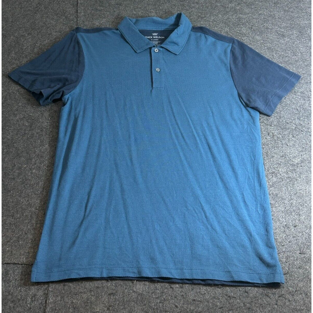 Mack Weldon Men's XL Blue Short Sleeve Pique Knit Preppy Performance Polo Shirt